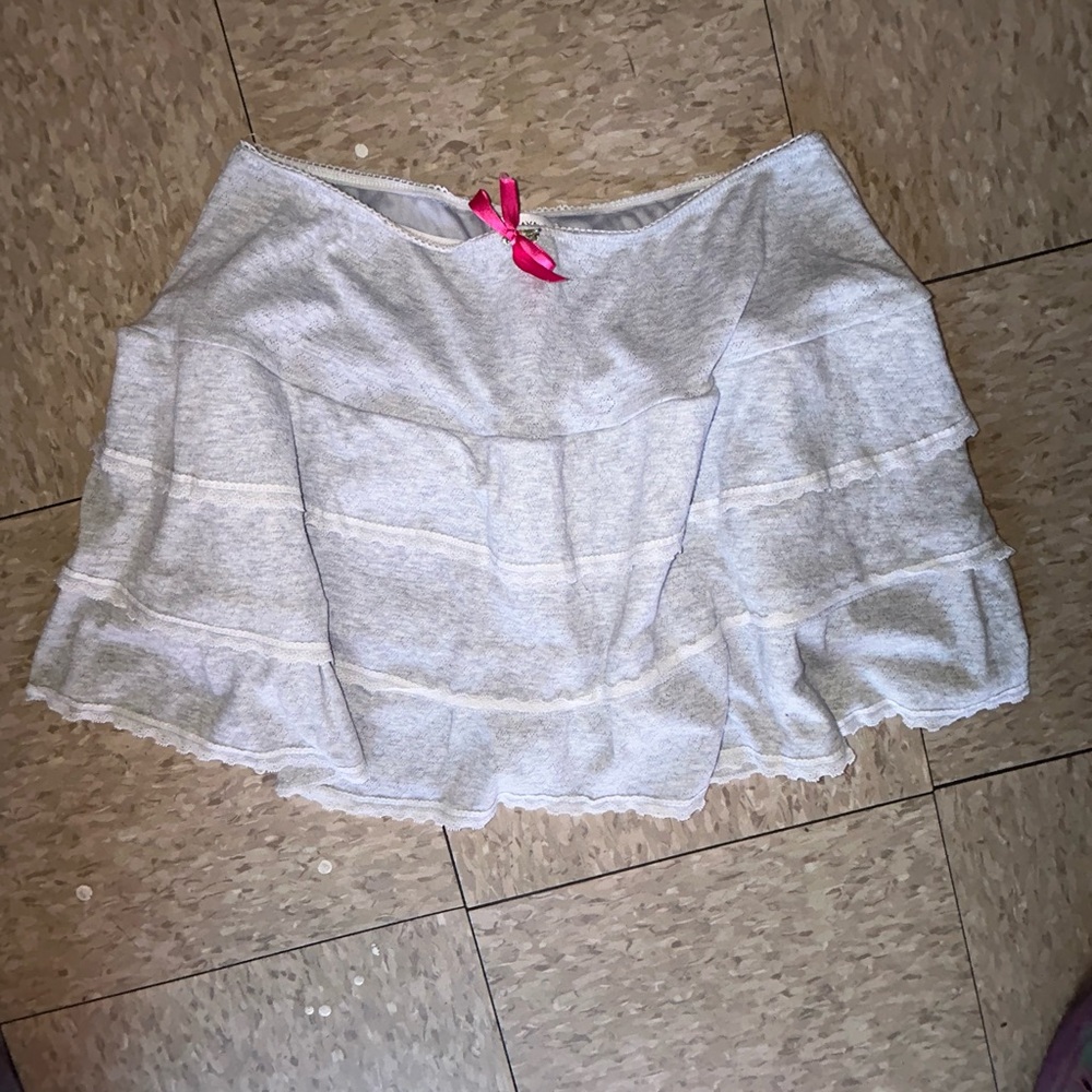 Persaya Light Gray Skater Skirt with Pink Tie